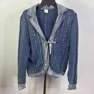 Blue Willi's Textured Blue Jean Sweater Jacket